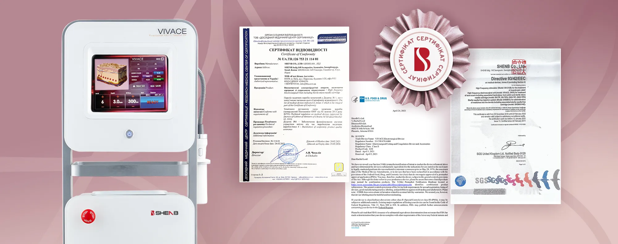 Безпечність та ефективність медичного пристрою Vivace офіційно визнані у США (FDA), ЄС (CE) та Південній Кореї (MFDS)